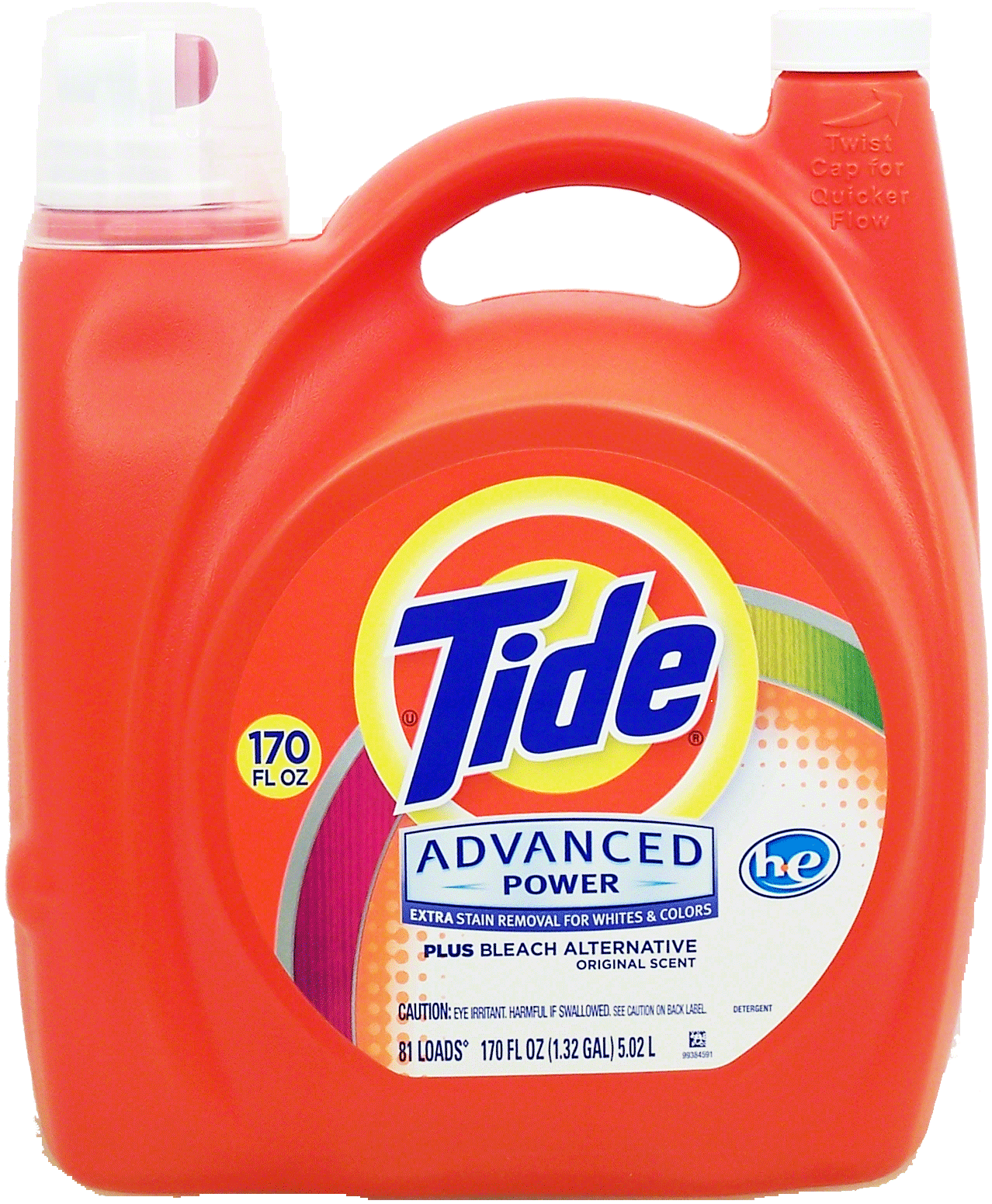 Tide Advanced Power liquid laundry detergent plus bleach alternative, original scent, h-e, 81 loads Full-Size Picture